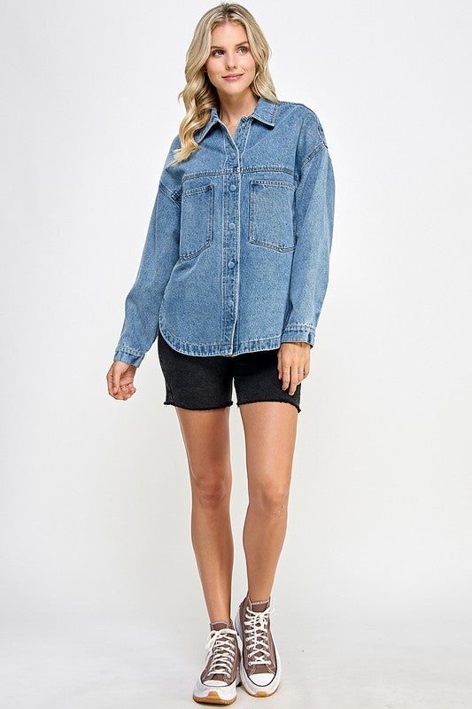 Ellison Carson Oversized Denim Shacket Large