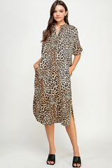 Good Times Leopard Print Shirt Dress