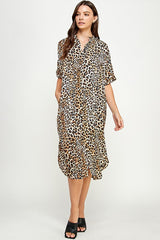 Good Times Leopard Print Shirt Dress