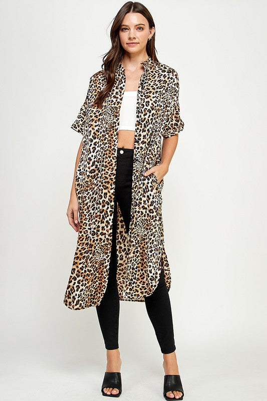 Good Times Leopard Print Shirt Dress