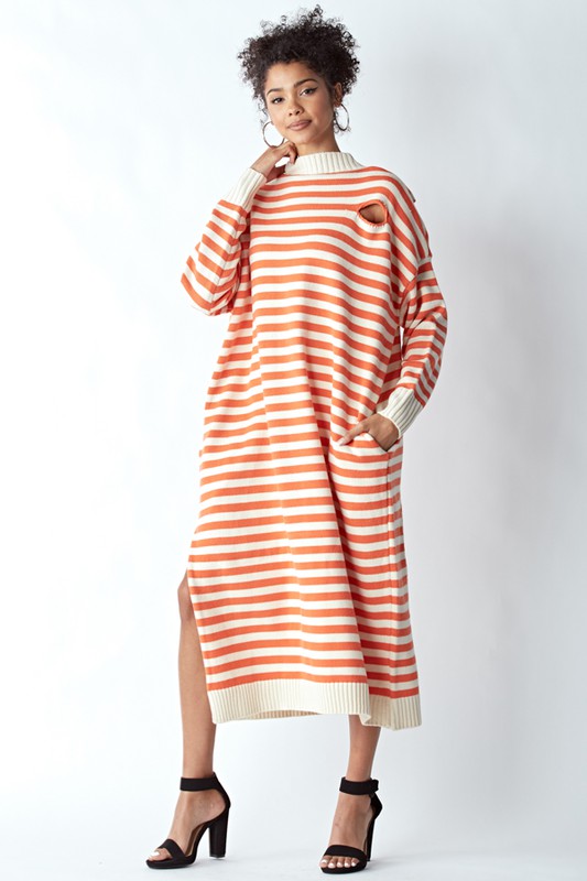 Wicked Game Striped Oversized Sweater Dress