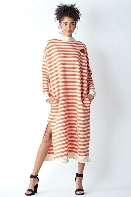 Wicked Game Striped Oversized Sweater Dress