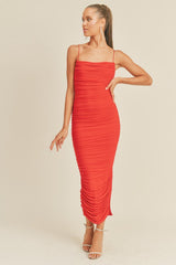 Slay The Night Ruched Midi Dress