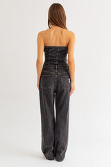 Sugar High Strapless Denim Jumpsuit