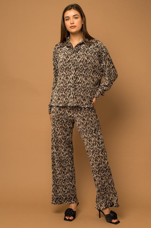 Waiting For You Leopard Plisse Top