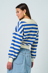 Let's Catch Up Striped Sweatshirt