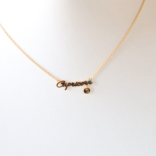 Gold Cursive Zodiac Necklace