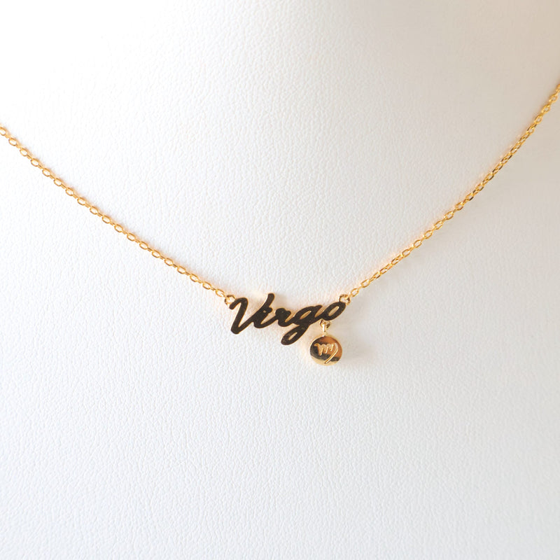 Gold Cursive Zodiac Necklace