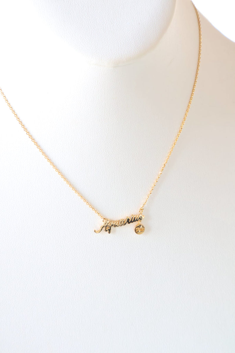 Gold Cursive Zodiac Necklace