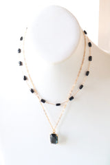 Larissa Black Stone Gold Layered Necklace