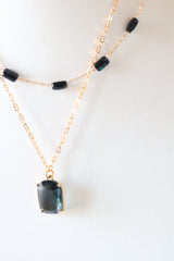 Larissa Black Stone Gold Layered Necklace