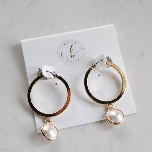 Betty Pearl Drop Hoop Earring