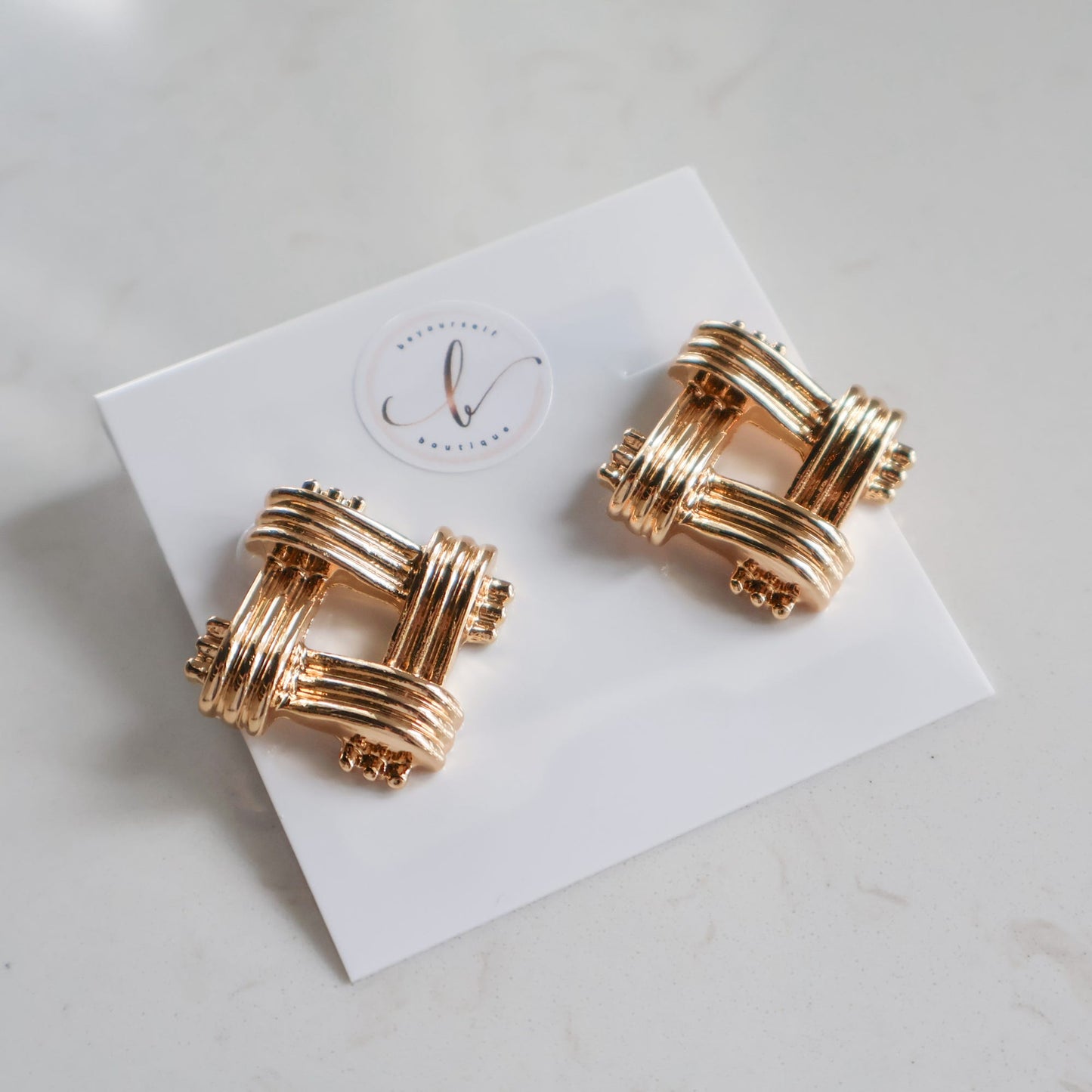 Basket Weave Gold Earring