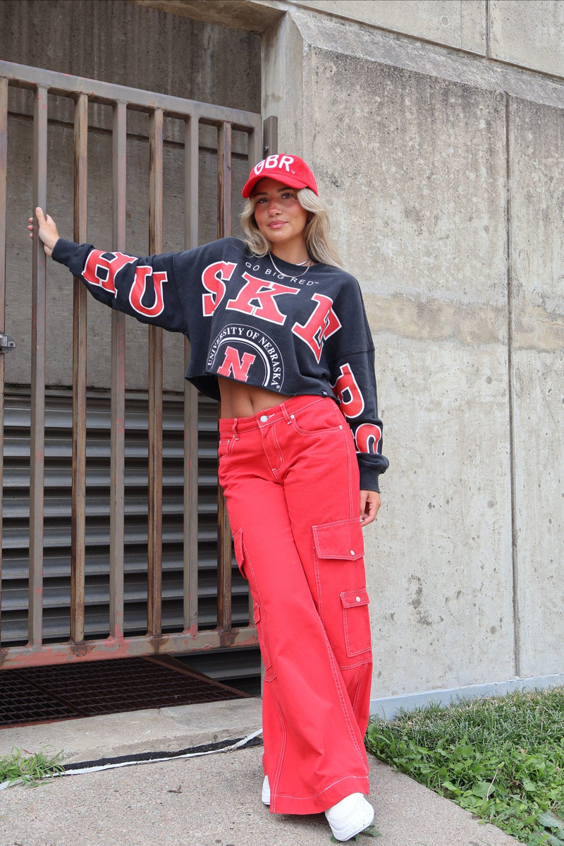 Huskers Split Crop Sweatshirt