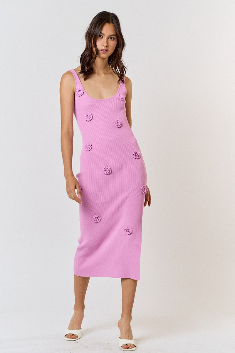 Picking Flowers Ribbed Midi Dress