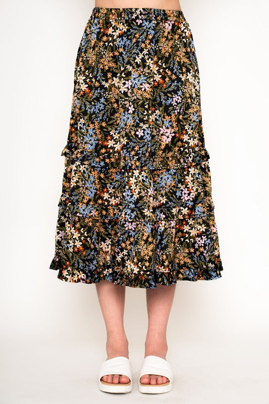 The First Bloom Ruffle Midi Skirt