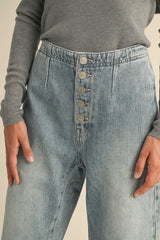 Holly Button Front Barrel Jeans