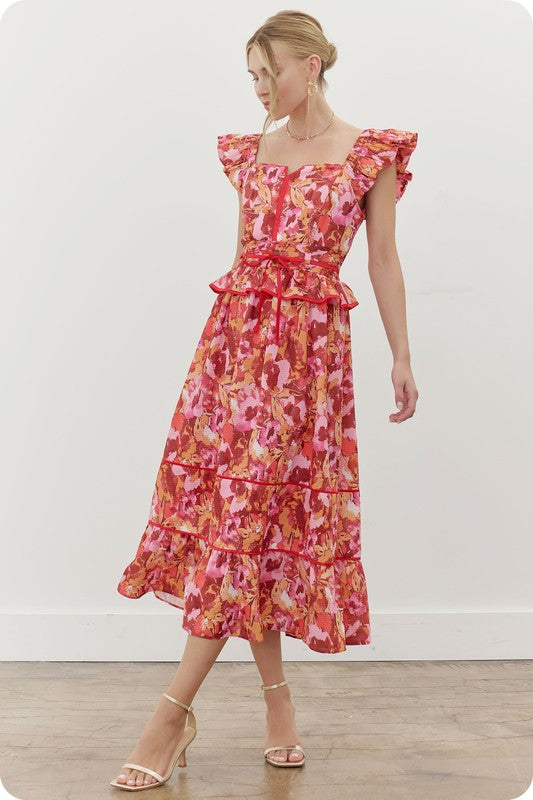 Catch The Sunset Floral Midi Dress