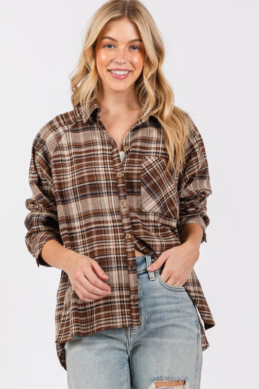 Autumn Falls Oversized Plaid Top