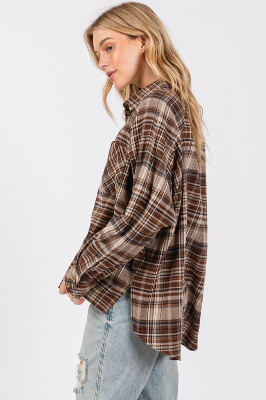 Autumn Falls Oversized Plaid Top