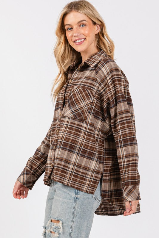 Autumn Falls Oversized Plaid Top