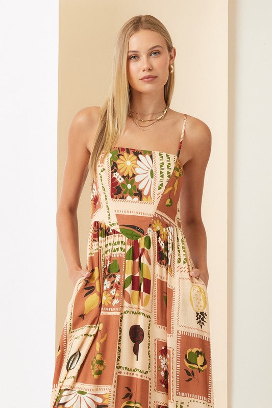 In Good Hands Printed Midi Dress