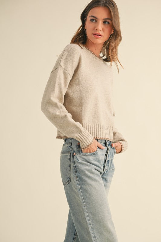 Autumn Vibes Contrast Stitch Sweater