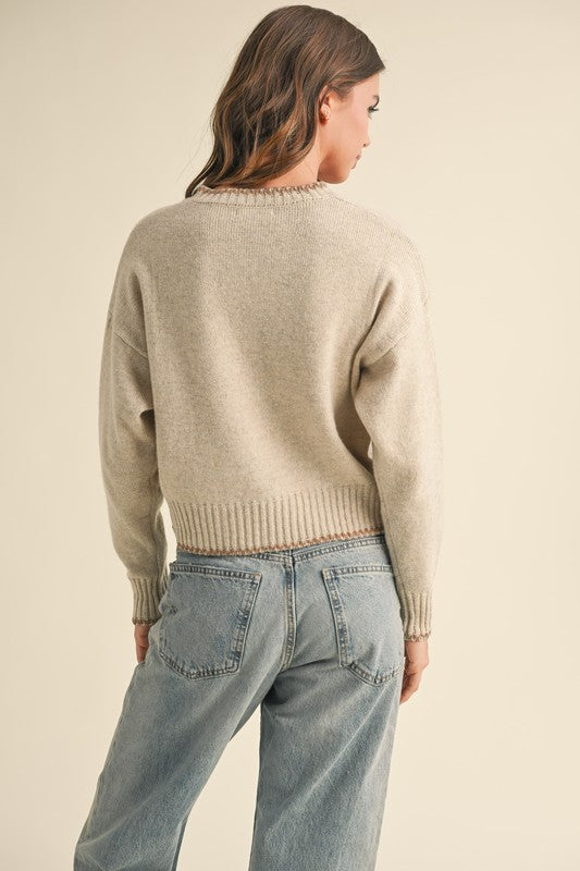 Autumn Vibes Contrast Stitch Sweater