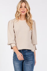 Isabella Puff Sleeve Waffle Top