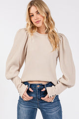 Isabella Puff Sleeve Waffle Top