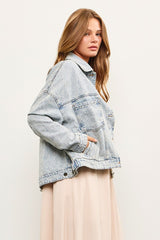 Perfect Timing Distressed Oversized Denim Jacket