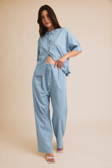 Summer Breeze Striped Chambray Pants