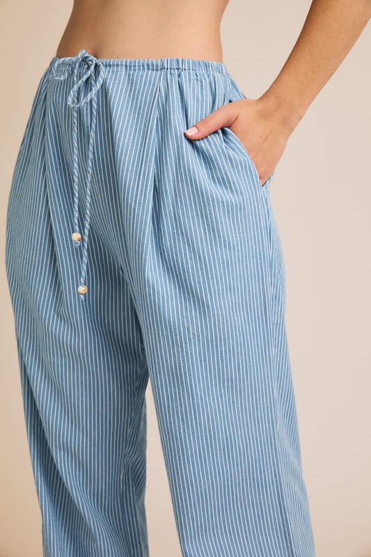 Summer Breeze Striped Chambray Pants