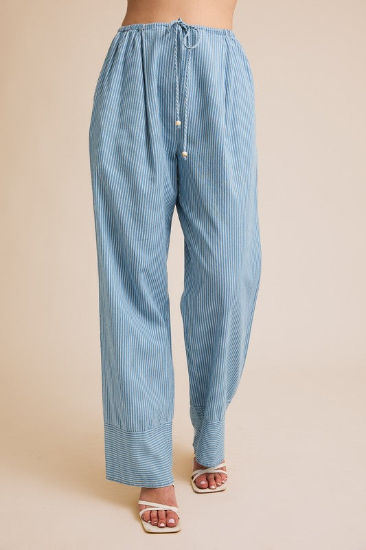 Summer Breeze Striped Chambray Pants