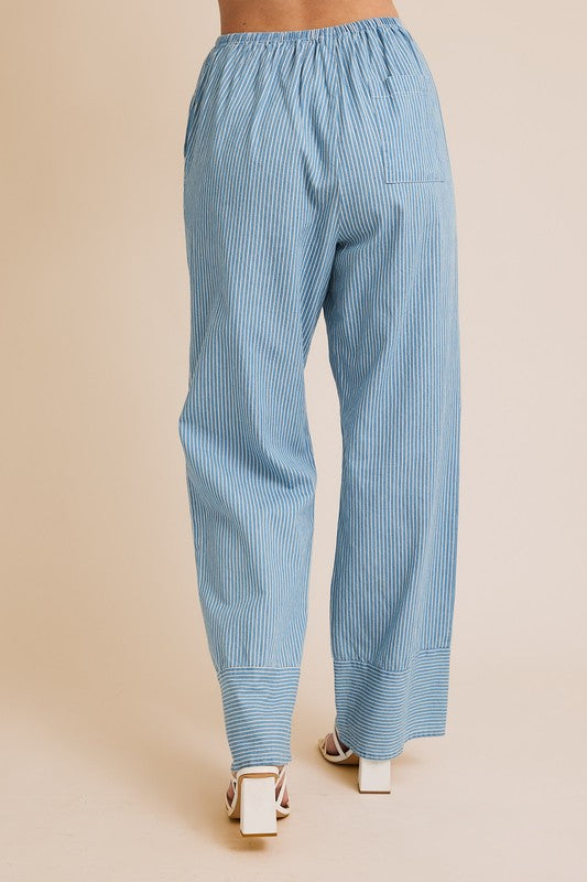 Summer Breeze Striped Chambray Pants