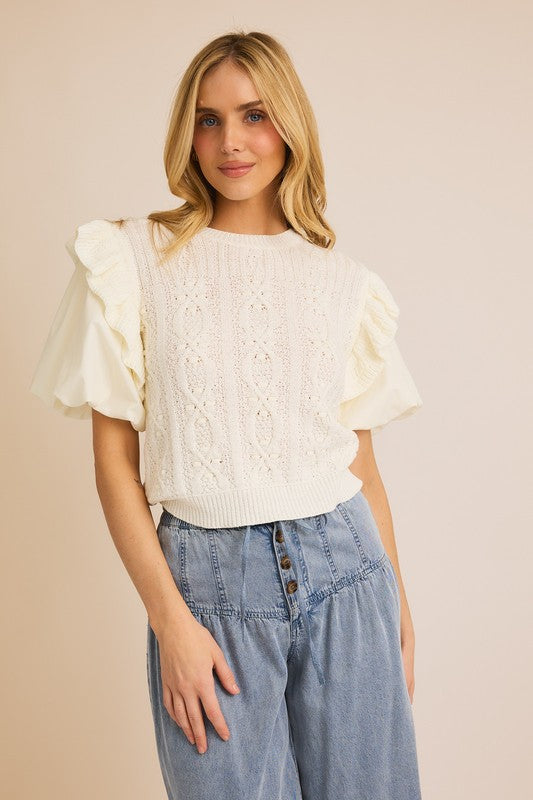 Sweet Days Ruffle Sleeve Sweater