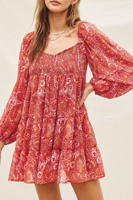 Take It Away Paisley Babydoll Dress