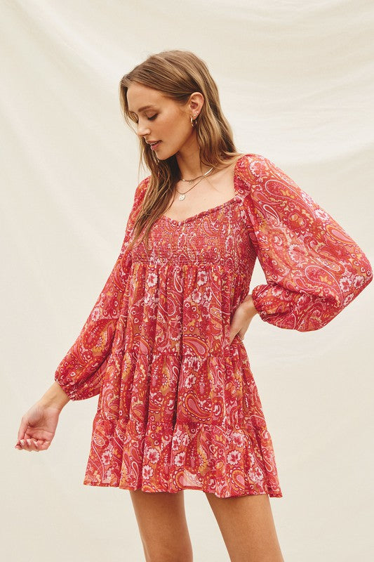 Take It Away Paisley Babydoll Dress