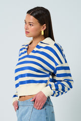 Let's Catch Up Striped Sweatshirt