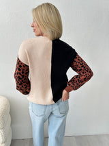 Fooled You Colorblock Leopard Sweater