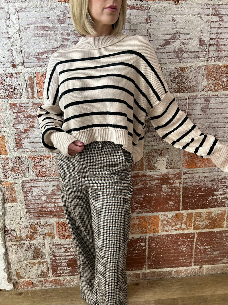 Free Falling Striped Crop Sweater