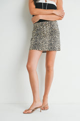 In The Distance Leopard Denim Mini Skirt