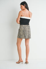 In The Distance Leopard Denim Mini Skirt