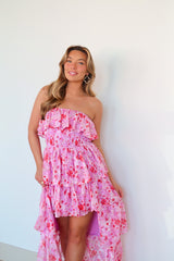 Sweetest Effect Floral High-Low Tiered Dress