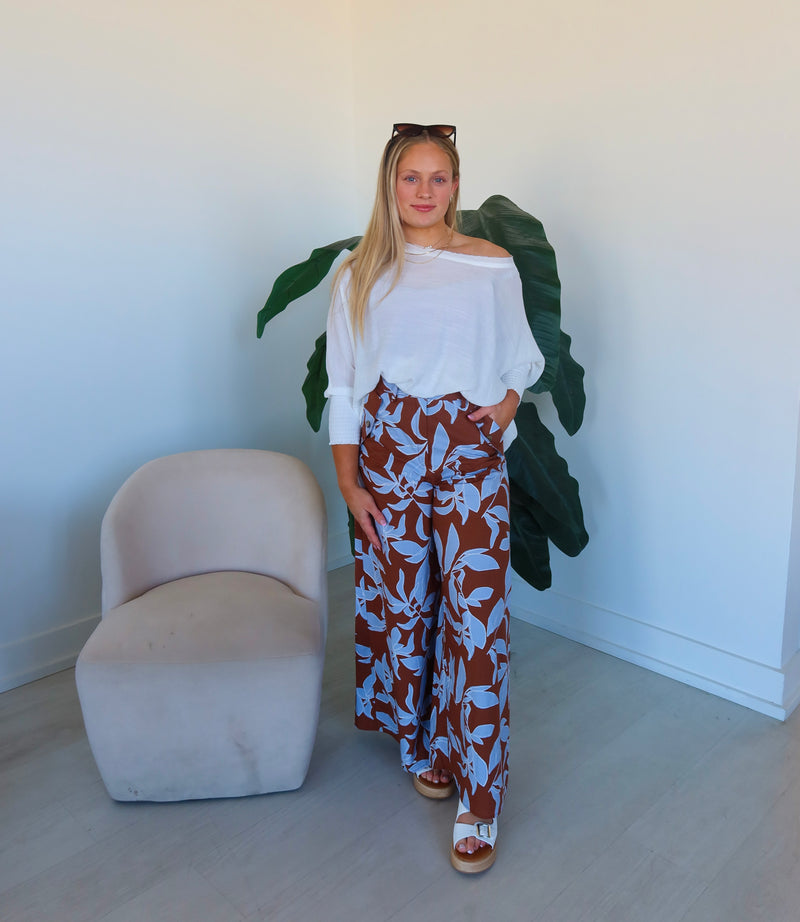 Aruba Tropical Print High Rise Pants