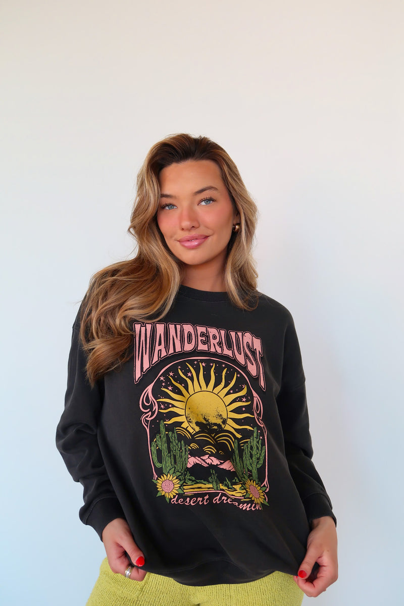 Wanderlust Washed Graphic Sweatshirt