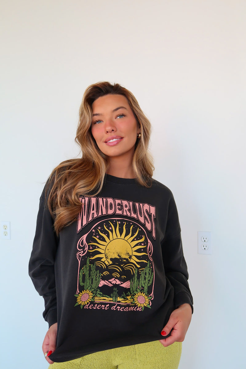 Wanderlust Washed Graphic Sweatshirt