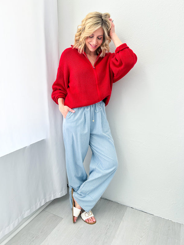 Summer Breeze Striped Chambray Pants