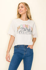 Mountain Adventure Graphic Crop Tee