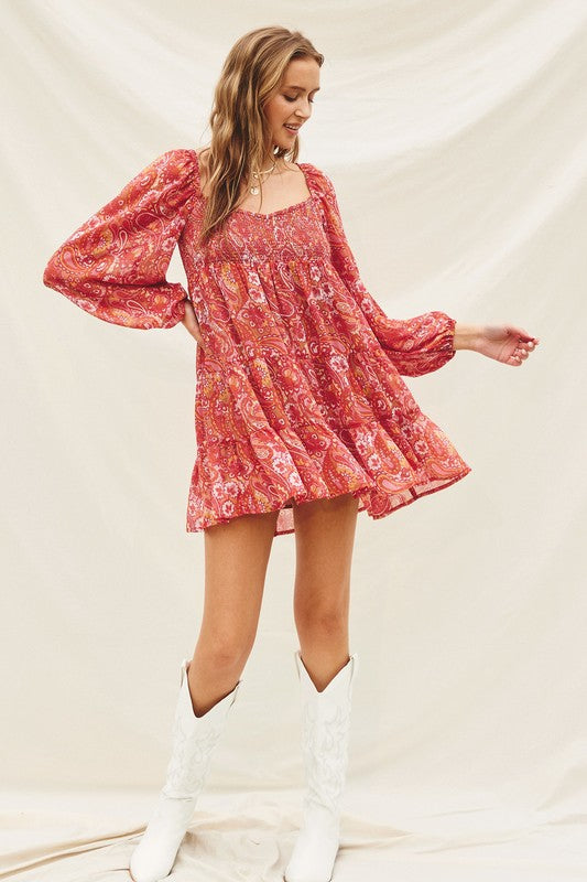 Take It Away Paisley Babydoll Dress